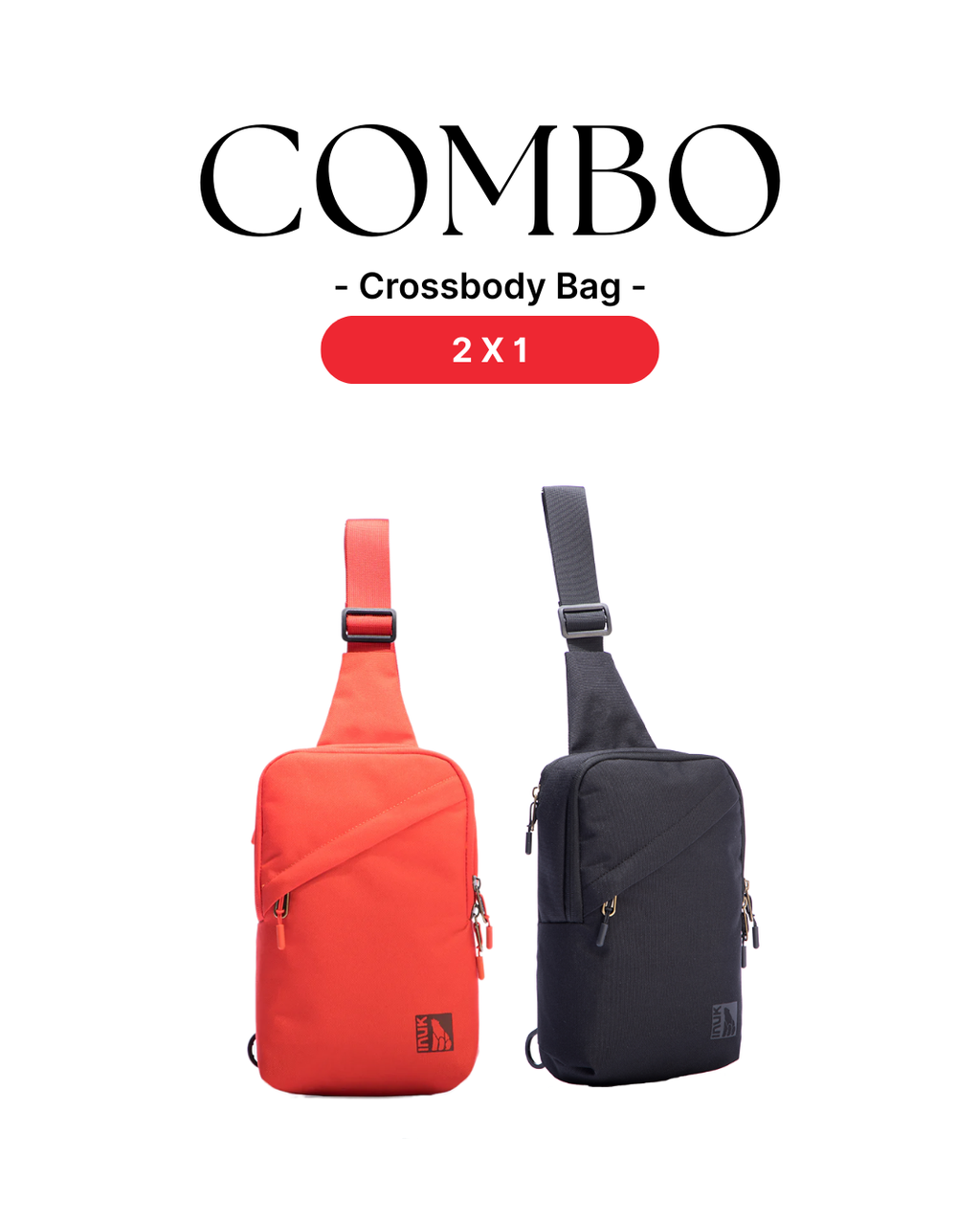 Fisher Crossbody Bag Set - Black & Red - Recycled Fabrics