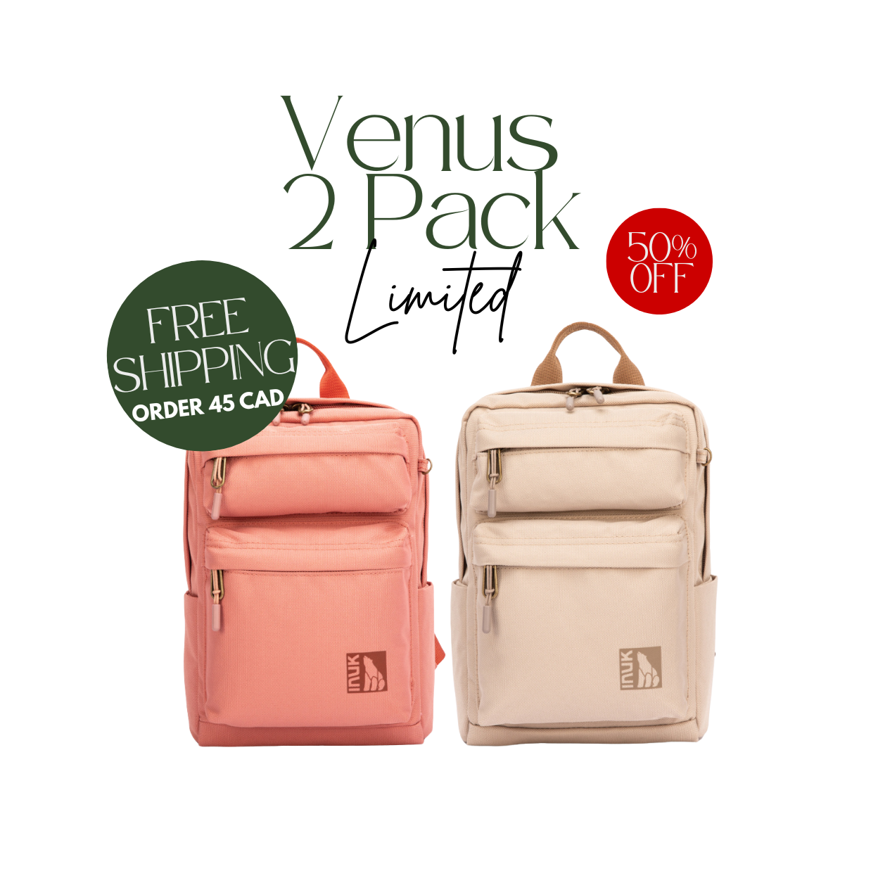 Venus Mini Backpack 2-Pack Apricot Brandy Milky Moka | FREE Shipping Over $45 CAD